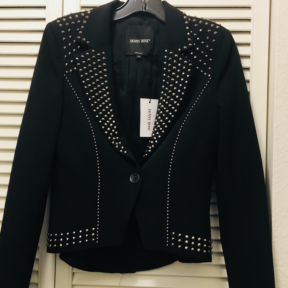 Black studded blazer. Italian Brand Denny Rose